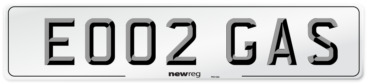 EO02 GAS Number Plate from New Reg